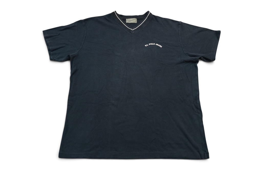 Polo Jeans Co Shirt Mens 2XL Blue V Neck R.L. Polo Jeans Logo Tee Ralph Lauren